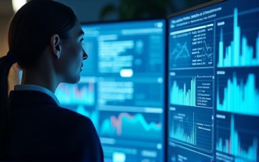 Banka memuru analitik paneli inceliyor